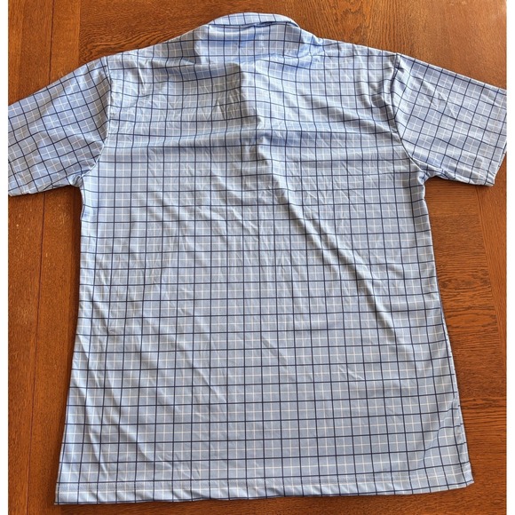Collars And Co Polo Shirt Mens Large Blue White Plaid Stretch Office Casual - Picture 4 of 7